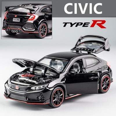 Planet Gates Black 1 1:32 HONDA CIVIC TYPE R Alloy Sports Car Model Diecasts & Toy Vehicles Metal Car Model Sound Light Collection Childrens Toy Gift