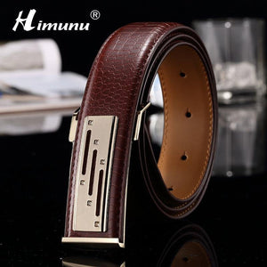 Planet Gates Black 1 / 105cm Genuine leather Men's Belt Store Crocodile grain belt Luxury Design alloy metal buckle Business Men belt