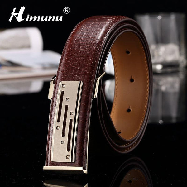 Planet Gates Black 1 / 105cm Genuine leather Men's Belt Store Crocodile grain belt Luxury Design alloy metal buckle Business Men belt