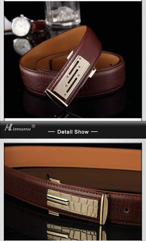 Planet Gates Black 1 / 105cm Genuine leather Men's Belt Store Crocodile grain belt Luxury Design alloy metal buckle Business Men belt