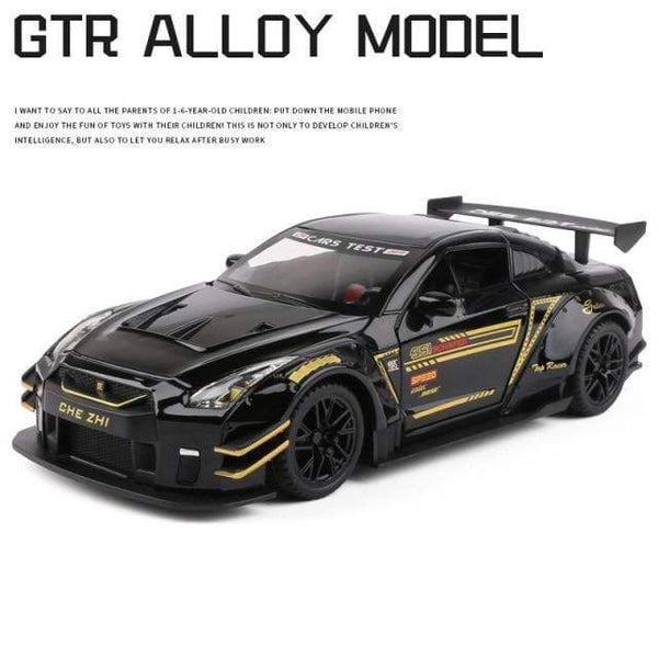 Planet Gates Black 1:24 Nissan Skyline Ares GTR R35 Diecasts & Toy Vehicles Metal Toy Car Model High Simulation Pull Back Collection Kids Toys