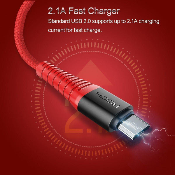 Planet Gates Black / 1.2m 10 Pack ROCK Hi-Tensile Micro USB Cable for Samsung Xiaomi LG USB Fast Charging Data Braided Charger Android Mobile Phone 120CM