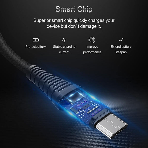 Planet Gates Black / 1.2m ROCK Hi-Tensile Micro USB Cable for Samsung Xiaomi LG USB Fast Charging Data Braided Charger Android Mobile Phone 120CM
