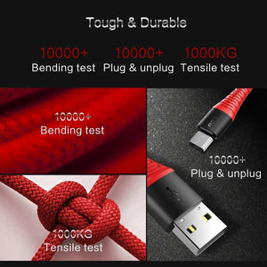 Planet Gates Black / 1.2m ROCK Hi-Tensile Micro USB Cable for Samsung Xiaomi LG USB Fast Charging Data Braided Charger Android Mobile Phone 120CM