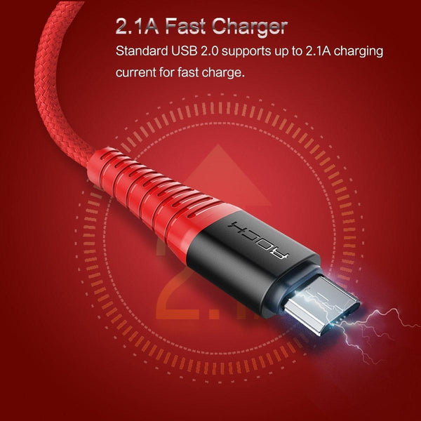 Planet Gates Black / 1.2m ROCK Hi-Tensile Micro USB Cable for Samsung Xiaomi LG USB Fast Charging Data Braided Charger Android Mobile Phone 120CM