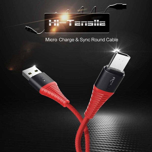 Planet Gates Black / 1.2m ROCK Hi-Tensile Micro USB Cable for Samsung Xiaomi LG USB Fast Charging Data Braided Charger Android Mobile Phone 120CM