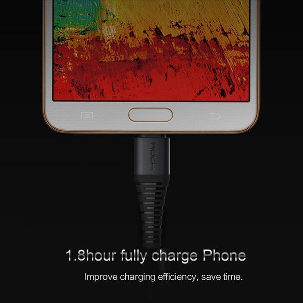 Planet Gates Black / 1.2m ROCK Hi-Tensile Micro USB Cable for Samsung Xiaomi LG USB Fast Charging Data Braided Charger Android Mobile Phone 120CM