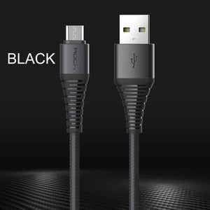 Planet Gates Black / 1.2m ROCK Hi-Tensile Micro USB Cable for Samsung Xiaomi LG USB Fast Charging Data Braided Charger Android Mobile Phone 120CM
