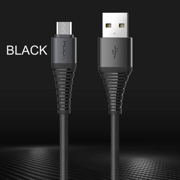 Planet Gates Black / 1.2m ROCK Hi-Tensile Micro USB Cable for Samsung Xiaomi LG USB Fast Charging Data Braided Charger Android Mobile Phone 120CM