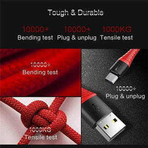 ROCK Hi-Tensile Micro USB Cable for Samsung Xiaomi LG USB Fast Charging Data Braided Charger Android Mobile Phone 120CM - Planet Gates