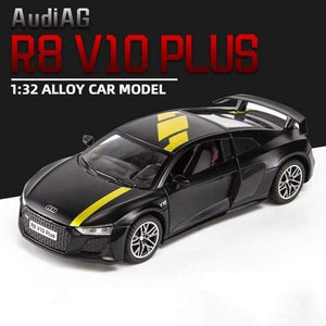 Planet Gates Black 1:32 Audi R8 V10 Plus Supercar Alloy Car Diecasts & Toy Vehicles Sound and light Car Model Collection Car Toys For Children