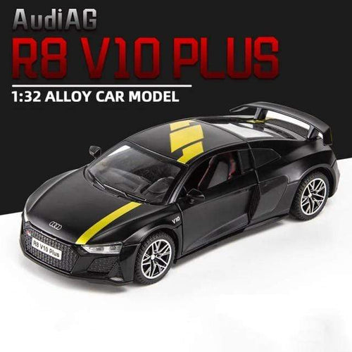 Planet Gates Black 1:32 Audi R8 V10 Plus Supercar Alloy Car Diecasts & Toy Vehicles Sound and light Car Model Collection Car Toys For Children