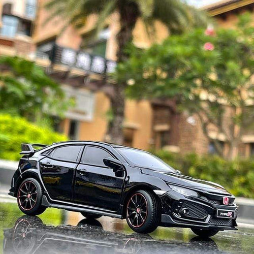 Planet Gates Black 1/32 HONDA Civic Type R FK8 Alloy Car Model Diecast Metal Simulation Toy Vehicles Car Model Sound Light Collection Kids Toy Gift