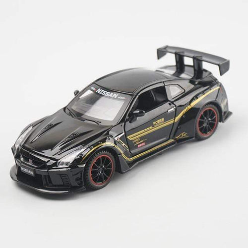 Planet Gates black 1:32 Nissan Gtr Sports Car Alloy Car Model For Children Boy Metal Pull Back Toy Car Decoration Simulation Model Car Collection