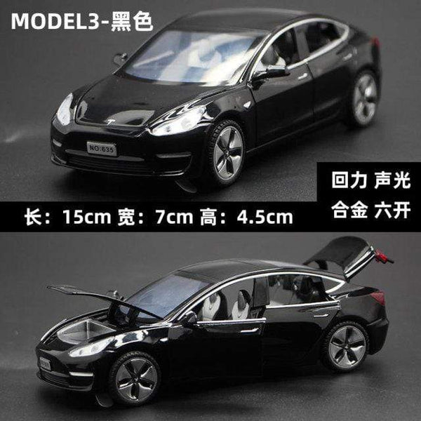 Planet Gates black 1:32 Tesla MODEL3 Alloy Model Sound and Light Pull Back Car Model Children's Toys Decoration Collection Toys Car Toy