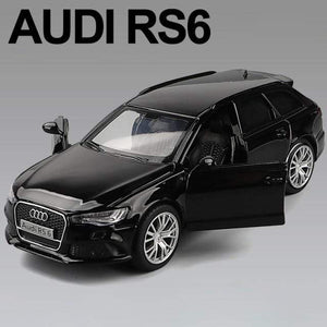 Planet Gates Black 1:36 Scale Audi RS6 Station wagon Diecast Alloy Metal Luxury Car Model Pull Back Car For Children Toys With Collection