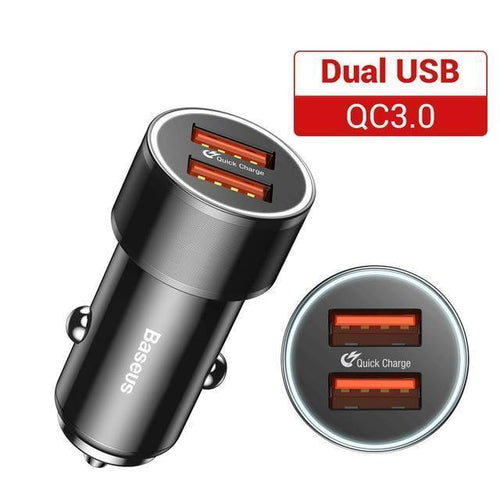 Planet Gates Black 1 36W Dual USB Quick Charge QC 3.0 Car Charger For iPhone USB Type-C PD Fast Charger Mobile Phone Quick Charger Car-Charger