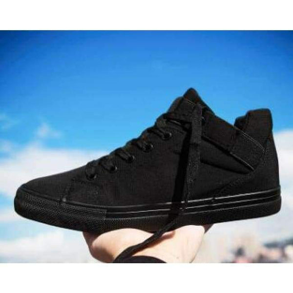 Planet Gates black 1 / 7 Hot Sale Men Canvas Shoes Spring Autumn 2018 Lace-up High Style Men Vulcanize Shoes Fashion Flats Youth Men Shoes