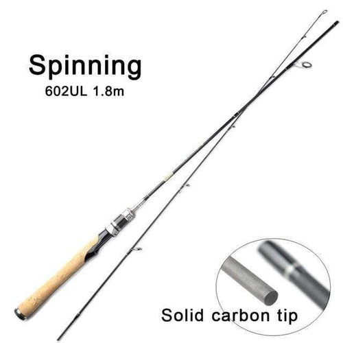 Planet Gates Black / 1.8m 602UL Carbon Fiber Fishing Rods Spinning Lure Rod 2 Section 1.8m 602UL Travel Rod Casting Lure Weight 0.8-5g Solid Carbon Tip