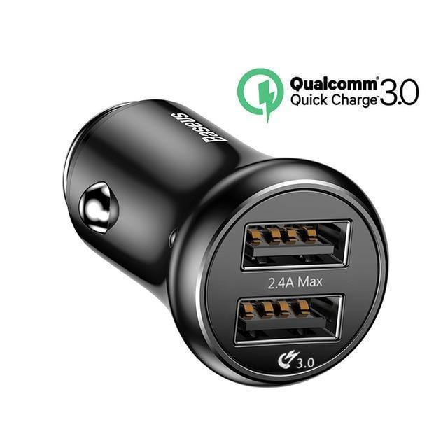 Planet Gates Black Baseus Quick Charge 3.0 USB Car Charger QC QC3.0 Turbo Fast Charging Dual Car USB Charger For iPhone Xs X Xiaomi Mi Mobile Phone