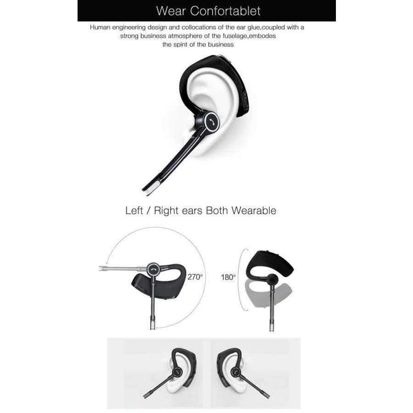 Planet Gates Black 1 Bluetooth Headset Business Car Wireless Headphones Stereo with Mic Sport Running Bluetooth Earphone Handfree HD Music
