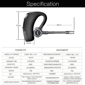 Planet Gates Black 1 Bluetooth Headset Business Car Wireless Headphones Stereo with Mic Sport Running Bluetooth Earphone Handfree HD Music