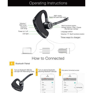 Planet Gates Black 1 Bluetooth Headset Business Car Wireless Headphones Stereo with Mic Sport Running Bluetooth Earphone Handfree HD Music