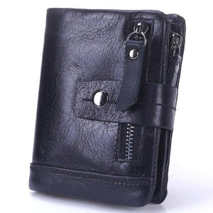 Planet Gates Black 1 Genuine Leather Men Wallets Casual Zipper Coin Purse With Card Holder Brand Cowhide Long Wallet Clutch For Male