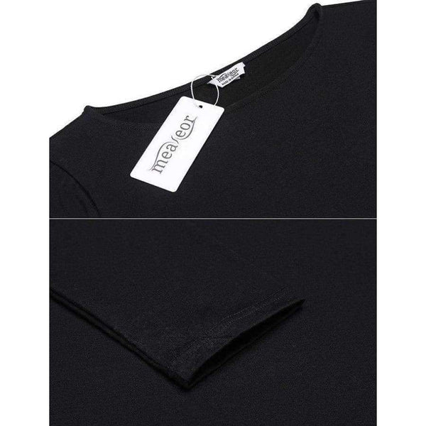 Planet Gates Black 1 / L Brand Women Tops Tee Mesh Patchwork Long T-Shirts Chiffon Hem T-Shirt O-Neck Long Sleeve Pullover Asymmetrical T shirts