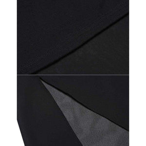 Planet Gates Black 1 / L Brand Women Tops Tee Mesh Patchwork Long T-Shirts Chiffon Hem T-Shirt O-Neck Long Sleeve Pullover Asymmetrical T shirts