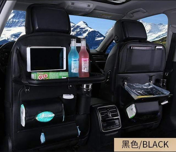 Planet Gates Black 1 piece Car Seat Organizer PU Leather Auto Seat Back Storage Bag Multifunctional Container Cup iPad Phone Holder Srorage Solutions