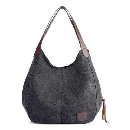 Planet Gates Black 1 Women's Canvas Handbags High Quality Female Hobos Single Shoulder Bags Vintage Solid Multi-pocket Ladies Totes Bolsas