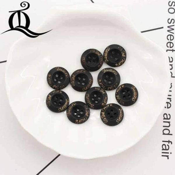 Planet Gates Black 10 color mix British style black 100pcs picture Print 4 Holes Wooden Buttons 15mm Sewing Scrapbooking Crafts,tq BUTTONS 12