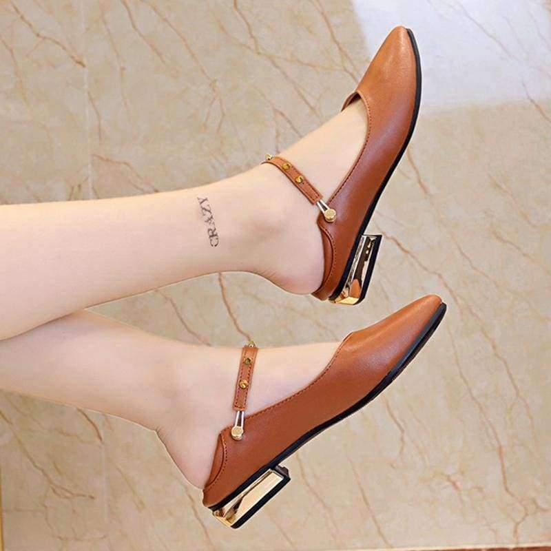 Planet Gates Black / 10 Plus Size Women Mary Janes Shoes Woman Flats Pointed toe Slippers Low Heels Ladies Rivets Slip on Flat Shoes zapatos mujer 6795