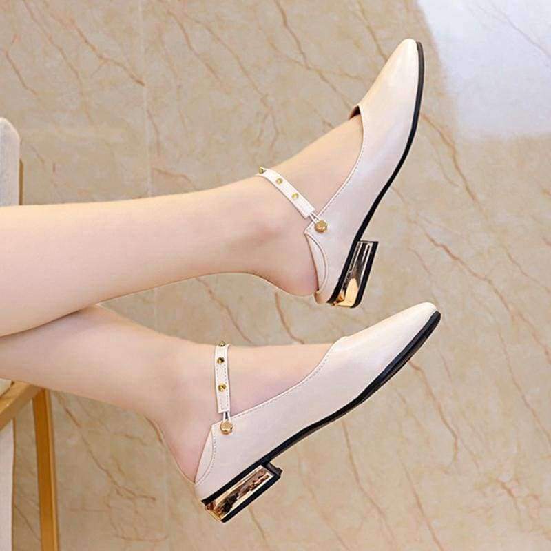 Planet Gates Black / 10 Plus Size Women Mary Janes Shoes Woman Flats Pointed toe Slippers Low Heels Ladies Rivets Slip on Flat Shoes zapatos mujer 6795