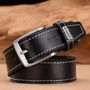 Men's Leather High Quality Classic Belt Alloy Pin Buckle Men's Matching Jeans Business Cowhide Belt Black Color Dark Brown Color