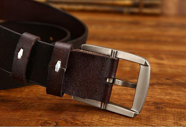 Planet Gates black / 100cm Antique Male Cow Genuine Leather Wide Waist Pin Buckle Fashion Designer Belts For Men Full-grain Leather Belt