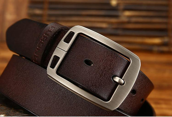 Planet Gates black / 100cm Antique Male Cow Genuine Leather Wide Waist Pin Buckle Fashion Designer Belts For Men Full-grain Leather Belt
