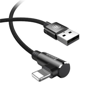Planet Gates Black / 100cm Baseus 90 Degree USB Cable For iPhone 5 6 6s 7 8 Fast Charging Cable For iPad USB Charger Cable L Type Mobile Phone Data Cable