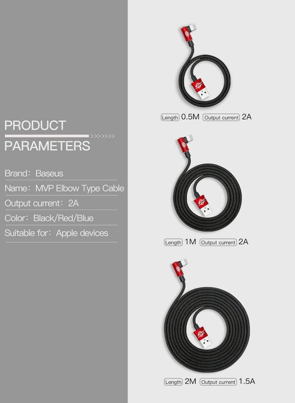 Planet Gates Black / 100cm Baseus 90 Degree USB Cable For iPhone XS Max XR X 8 7 6 6s 5 5S iPad Fast Charging Charger Data Cord Adapter Mobile Phone Cable