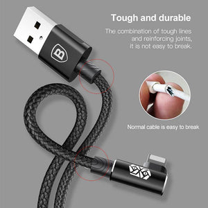 Planet Gates Black / 100cm Baseus 90 Degree USB Cable For iPhone XS Max XR X 8 7 6 6s 5 5S iPad Fast Charging Charger Data Cord Adapter Mobile Phone Cable