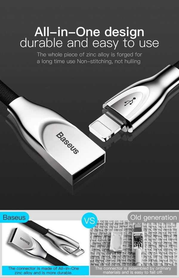 Planet Gates Black / 100cm Baseus Zinc Alloy USB Cable For iPhone Xs Max Xr X 8 7 6 6s Plus 5 5s se Mobile Phone Cable Fast Data Charging Charger Cable