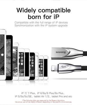 Planet Gates Black / 100cm Baseus Zinc Alloy USB Cable For iPhone Xs Max Xr X 8 7 6 6s Plus 5 5s se Mobile Phone Cable Fast Data Charging Charger Cable