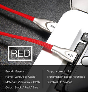 Planet Gates Black / 100cm Baseus Zinc Alloy USB Cable For iPhone Xs Max Xr X 8 7 6 6s Plus 5 5s se Mobile Phone Cable Fast Data Charging Charger Cable