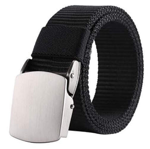 Fashion Male Black Nylon Belt Outdoor Metal Automatic Buckle Canvas Belts Casual Pants Cool Wild Luxury Waist Belts