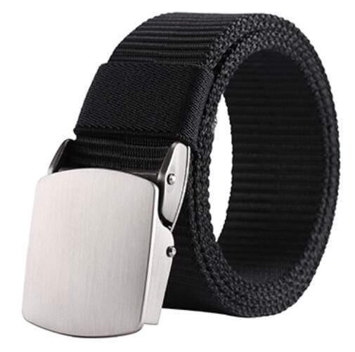 Fashion Male Black Nylon Belt Outdoor Metal Automatic Buckle Canvas Belts Casual Pants Cool Wild Luxury Waist Belts