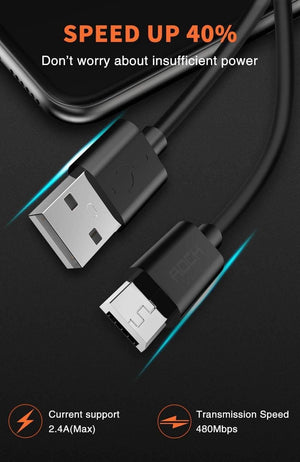 Planet Gates Black / 100cm ROCK Micro Usb Cable 5V2A Fast Charging Mobile Phone USB Charger Cord for SamSung Xiaomi Huawei Android Sync Date Cable