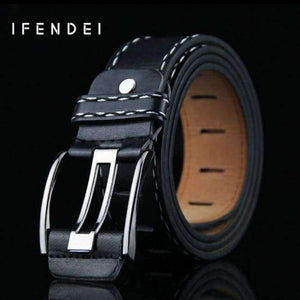 IFENDEI Women's Belt For Jeans PU Leather Men's Belt Needle Buckle White Waist Belt Casual Female Strap For Man cinturon mujer