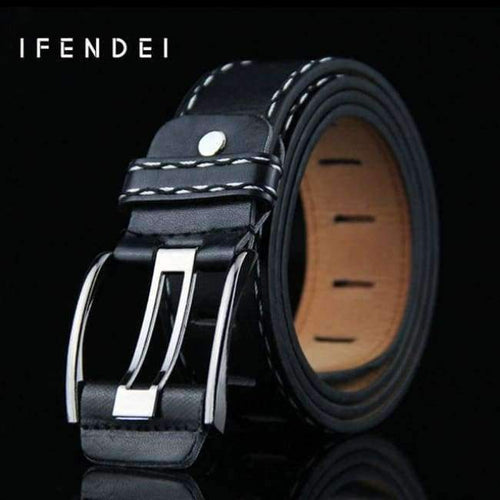 IFENDEI Women's Belt For Jeans PU Leather Men's Belt Needle Buckle White Waist Belt Casual Female Strap For Man cinturon mujer