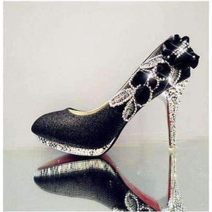 Planet Gates black 10cm / 4 2016 Glitter Gorgeous Wedding Bridal Evening Party Crystal High Heels Women Shoes Sexy Woman Pumps Fashion Bridal Shoes 9 color